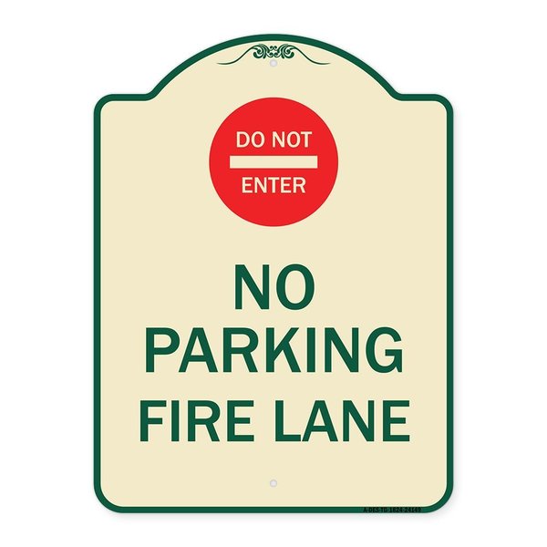 Signmission Do Not Enter No Parking Fire Lane W/ Graphic Heavy-Gauge Aluminum Sign, 24" x 18", TG-1824-24149 A-DES-TG-1824-24149